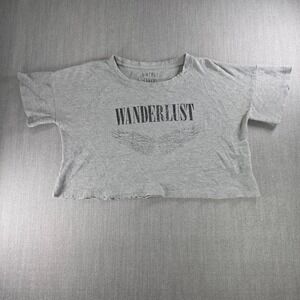 Vintage Canvas Crop Top Women S Gray Wanderlust Waffle Knit Thermal Graphic Tee